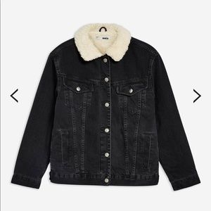 Topshop Borg Grey Jean Jacket